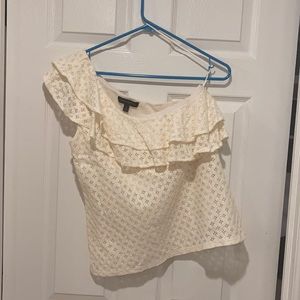 Cream lace off the shoulder cotton lined blouse